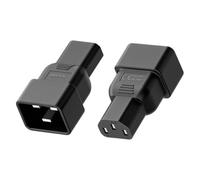 Lot de 2 adaptateurs IEC C13 vers C20 pour appareils froids - Noir | Adaptateur d'alimentation IEC compact pour connecter des ports IEC adaptés, sans câble supplémentaire et facile à utiliser