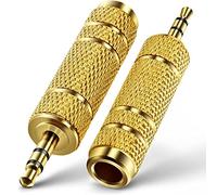 Lot de 2 adaptateurs jack audio 3,5 mm mâle vers 6,35 mm femelle pour casque stéréo 3,5 mm vers 6,35 mm Son Hi-Fi Plaqué or pour écouteurs, téléphone portable, haut-parleurs, amplificateur, guitare