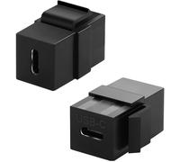 Lot de 2 adaptateurs Keystone USB C 3.1 10 Gbps USB type C 3.1 femelle vers femelle Keystone - Plaque murale - Module de passage - Charge 100 W - Pour panneau mural - Noir