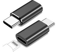 Lot de 2 adaptateurs Lightning femelle vers USB C mâle pour iPhone 16 15 Pro Max Plus, iPad Air, Samsung, prend en charge la charge rapide PD 27 W et le transfert de données, connecteur de type C, pas
