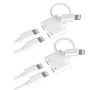 Lot de 2 adaptateurs Lightning jack pour casque - Double prise - Câble de charge - Répartiteur pour iPhone 14 13 12 11 Pro Max - Certifié Apple MFi - Câble audio auxiliaire pour iPad Charge