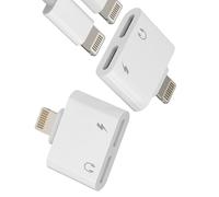 Lot de 2 adaptateurs Lightning pour iPhone 14 13 Pro Max pour iPad Chargeur audio Câble adaptateur certifié MFI pour Apple Connecteur Headphones Microphone auxiliaire Accessoires Double Lightning Jack