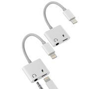 Lot de 2 adaptateurs Lightning vers jack 3,5 mm - Répartiteur de casque auxiliaire pour iPhone 14 13 12 Pro Max pour iPad - Connecteur de charge pour Apple MFi - Câble audio certifié - Prise jack de