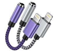 Lot de 2 adaptateurs Lightning vers prise casque 3,5 mm, adaptateur iPhone vers auxiliaire, adaptateur pour écouteurs Apple, compatible avec iPhone 14/13/12/11/XS/XR/X/8, iPad Pro/Mini, casque, prend