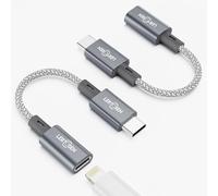 Lot de 2 adaptateurs Lightning vers USB C, charge rapide et synchronisation de données pour iPhone 17 16 15 Pro Max Plus vers USB-C, compatible avec Samsung S25/S24/S23, pas pour audio/OTG