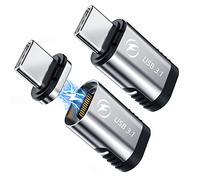 Lot de 2 adaptateurs magnétiques USB C - 24 broches - Adaptateur USB C magnétique droit avec 100 W USB 3.1 - 10 Gbit/s - Vidéo 4K 60 Hz pour Thunderbolt 3 MacBook Pro/Air et autres appareils de type C
