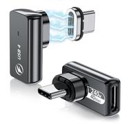 Lot de 2 adaptateurs magnétiques USB-C 240 W - Adaptateur USB-C 90° - 24 broches - Charge rapide PD - USB4 40 Gbit/s - 8 K - 60 Hz - Pour Thunderbolt 3/4, MacBook Pro/Air