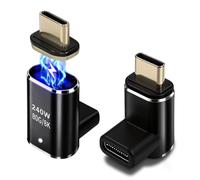 Lot de 2 adaptateurs magnétiques USB C à 90 degrés - 240 W - 24 broches - Connecteur magnétique de type C - 80 Gbit/s - Charge rapide et transfert de données - Pour ordinateur portable, tablette