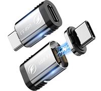 Lot de 2 adaptateurs magnétiques USB C Droits 24 Broches avec Charge Rapide PD 100 W, Transfert de données USB3.1 10 GBP/s vidéo 4K 60 Hz pour MacBook Pro/Air Thunderbolt 3 et appareils de Type C