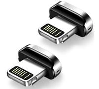 Lot de 2 adaptateurs pour câble de charge rapide magnétique PLATINUM en nylon compatible avec iPhone 13 12 Pro Max mini 11 XS XR X 10 8 7 6S 6 Plus 5 SE - 2 fiches mâles