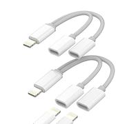 Lot de 2 adaptateurs pour casque d'iPhone - Double répartiteur Lightning 2 en 1 - Double jack - Adaptateur para audio - Câble de charge auxiliaire pour Apple MFI certifié 14 13 12 11 Pro Max Mini Se 7