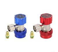 Lot de 2 adaptateurs R134a, coupleur rapide de type T, adaptateur de recharge CA en métal moulé sous pression pour recharge du système AC (QC17B)