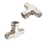 Lot de 2 adaptateurs répartiteurs de câble coaxial à 3 voies de type F mâle vers double femelle pour câbles satellite, antenne TV intérieure