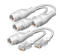 Lot de 2 adaptateurs répartiteurs réseau étanches PoE RJ45 pour câble Cat5/Cat6