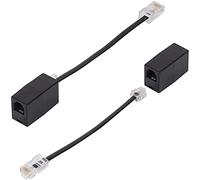 Lot de 2 adaptateurs RJ11 vers RJ45, cordon téléphonique noir RJ11 6P4C vers Ethernet RJ45 8P8C, connecteur pour cordon téléphonique RJ11 vers RJ45/modem ADSL