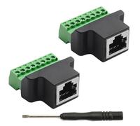 Lot de 2 adaptateurs RJ45 femelle vers 8 broches bornier à vis 8 broches Ethernet pour Cat7 Cat6 Cat5 CCTV/DVR Digital Internet RJ45 (2 prises femelles)