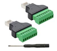 Lot de 2 adaptateurs RJ45 mâle vers 8 broches bornier à vis 8P8C Ethernet Connecteur pour Cat7 Cat6 Cat5 CCTV/DVR Digital Internet RJ45 Terminal (2 pièces)