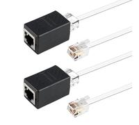 Lot de 2 adaptateurs RJ45 vers RJ11, noir, convertisseur RJ45 8P8C vers RJ11 6P4C + connecteur d'extension pour modem ADSL et câble téléphonique, compatible téléphones et fax analogiques, signal stabl