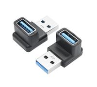 Lot de 2 adaptateurs USB 3.2 mâle vers femelle à angle droit 10 Gbps, 90 degrés USB type A 3.1, extension de données, prise en charge de la charge rapide 3 A, pour ordinateur, ordinateur portable, etc
