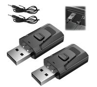 Lot de 2 adaptateurs USB Bluetooth USB avec câble audio de 3,5 mm compatible avec différents appareils y compris ordinateur, téléviseur, projecteurs, haut-parleurs, écouteurs et haut-parleurs de