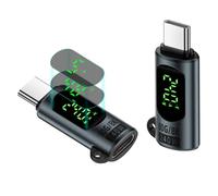 Lot de 2 adaptateurs USB C 80 Gbps, 240 W, type C mâle vers femelle, convertisseur Thunderbolt 4/3, extension 48 V/5 A, 8 K @ 60 Hz, chargeur de transfert de données OTG avec écran numérique LED, gris