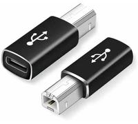 Lot de 2 adaptateurs USB C femelle vers imprimante mâle - Connecteur USB de type C vers USB B - Prend en charge la synchronisation des données - Compatible avec Brother, HP, Canon, Lexmark, Epson,