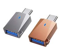 Lot de 2 adaptateurs USB C vers USB A 3.0 - Type C vers USB 3.0 - Compatible avec MacBook Pro 2018/2017/2016, Samsung Galaxy Google Pixel Smartphone Tablette (Argent + Or rose)