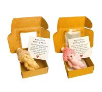 Lot de 2 adorables petits ours dans un coffret cadeau, support émotionnel avec 1 ours rose et 1 ours marron, 2 cartes et 2 boîtes, pour le soutien émotionnel et les occasions spéciales