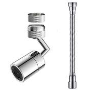 Lot de 2 aérateurs de robinet de cuisine - Tête de pulvérisation pivotante à 720° - Filtre en mousse anti-éclaboussures - Tuyau d'extension de 30 cm pour un nettoyage facile et une efficacité de l'eau