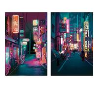Lot de 2 affiches d'art japonais sur rouleau de toile - Tokyo Anime - Décoration murale - Cadeau - Décoration murale pour chambre esthétique - 27,9 x 35,6 cm