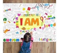 Lot de 2 affiches de coloriage d'affirmations positives pour enfants - Design amusant et inspirant - Grandes affiches de coloriage - Bannière de coloriage pour salle de classe, maison, fête