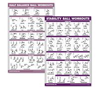 Lot de 2 affiches d'entraînement demi-ballon d'équilibre + tableau d'exercices de ballon de yoga - Lot de 2 affiches d'entraînement (laminé, 45,7 cm x 61 cm)
