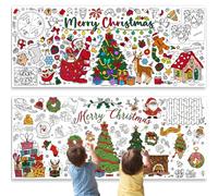 Lot de 2 Affiches géantes à colorier (72 x 30 Pouces) - Bannière créative « Joyeux Noël » - Nappe à colorier - Activités de Noël pour Enfants - École, Salle Classe, Maison, fête