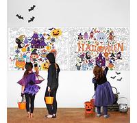 Lot de 2 affiches géantes à colorier d'Halloween pour enfants, grandes pages de coloriage d'Halloween pour loisirs créatifs, activités à la maison, cadeaux pour enfants, fournitures de fête