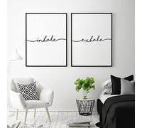 Lot de 2 Affiches, Tableau Decoration Murale, "Inhale Exhale" Panneaux Impression sur Toile, Affiches et imprimés Pilates noir et blanc Tableaux, Posters et Arts Décoratifs (Sans cadre)