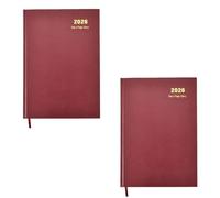 Lot de 2 agendas 2026 annuels un jour par page avec couverture rigide et ruban marque-page, pour entreprise, bureau, maison, voyage, organisation, rendez-vous (bordeaux)
