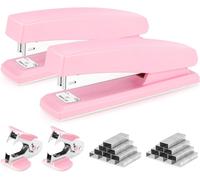 Lot De 2 Agrafeuses De Bureau,Capacité De 25 Feuilles,Comprend 2000 Agrafes Et 2 Extracteurs D'agrafes,Rose