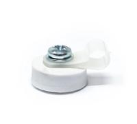 Lot de 2 aimants de maintien de câble revêtus de caoutchouc de 18 mm de diamètre x 6 mm de haut avec clip de câble de 6,4 mm (blanc) - traction de 1,6 kg