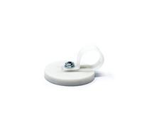 Lot de 2 aimants de maintien de câble revêtus de caoutchouc de 43 mm de diamètre x 6 mm de haut avec clip de câble de 19 mm (blanc) - traction de 8 kg