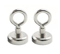 Lot de 2 aimants de pêche, aimants de terre rare en néodyme très résistants super enlever les aimants de récupération pour la pêche de récupération, D-25 mm