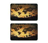 Lot de 2 aimants décoratifs réutilisables pour lave-vaisselle Motif carte au trésor du monde