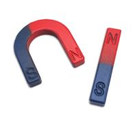 Lot de 2 Aimants Pédagogiques - Fer à Cheval et Linéaire - N/S Rouge Bleu - Expériences Scientifiques, École, Étudiants et Enseignants - Idéal pour les Projets pédagogiques