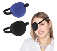 Lot de 2 ajustables 3D, doux pour l'œil droit ou gauche, réutilisables, un seul œil, couverture médicale les yeux, masque noir de pirate occultant pour amblyopie, strabisme, œil