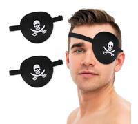 Lot de 2 ajustables 3D, doux pour l'œil droit ou gauche, réutilisables, un seul œil, couverture médicale les yeux, masque noir de pirate occultant pour amblyopie, strabisme, œil