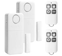 Lot de 2 alarmes de fenêtre anti-effraction - 130 dB - Avec télécommande - Système d'alarme sans fil pour maison et entreprise - 4 modes d'alarme + capteur magnétique - Protection anti-effraction pour