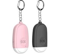 Lot De 2 Alarmes De Sécurité Personnelles Rechargeables Par Usb Avec Lampe De Poche - Porte-Clés Étanche Avec Système D'alerte D'urgence (Noir Et Rose)