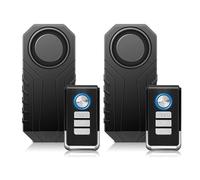 Lot de 2 alarmes de vélo avec télécommande, 113 dB sans fil avec détecteur de mouvement et anti-vol à distance, étanchéité IP65, système d'alarme de sécurité pour véhicule