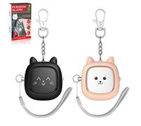 Lot de 2 alarmes personnelles pour femme - Réutilisables, approuvées par la police, 130 dB avec lumière LED, enfants, personnes âgées et promeneurs de chiens (noir/rose tendre)