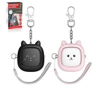 Lot de 2 alarmes personnelles réutilisables de 130 dB,Sirène sonore,Porte-clés d'urgence avec lumière LED, enfants, personnes âgées (noir/rose)