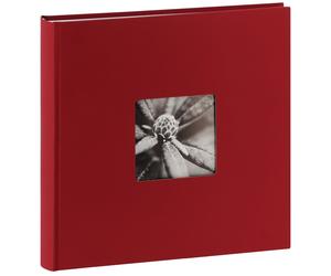(LOT DE 2) Album photo HAMA traditionnel FINE ART JUMBO - 100 pages blanches + feuillets cristal - 400 photos - Couverture Rouge 30x30cm + fenêtre